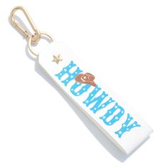 This Western Keychain Wristlet is the perfect accessory; tame any wild night with the classic styling of a trusty lasso for your keys. Yee-haw!Measures approx. 7" long White Adjustable Wristlet With Key Leash, Adjustable White Wristlet With Key Leash, Trendy White Wristlet With Keychain, Trendy White Rectangular Keychains, Trendy White Wristlet, Trendy White Keychain With Key Leash, Western Keychain, Snacks Easy, Accessory Inspo