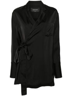 black satin finish notched lapels open front long sleeves buttoned cuffs detachable belt chest patch pocket straight hem full lining Work Fits, Satin Blazer, Versace Outfit, Yoko London, City Dress, Airport Fashion, Blazer Black, Summer Beach Wear, Ski Wear