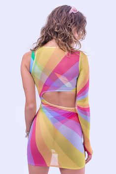 Pride Outfit by Badinka. Sexy rave dress with unique designer print and vivid colors that do not fade away with washing. High quality stretchy and sturdy elastic material that makes you feel comfortable and sexy.. 

 
 Layered Construction 
 Long Sleeves 
 82% Polyester 18% Elastane 
 Luxurious and Silky Transparent Italian Lycra 
 30° Cold Wash, Hang dry 
 

 Mini pride dress, rave short dress, festival mesh dress, pride clothing women, festival clothing, psychedelic clothing, rainbow outfit wo Pride Dress, Rave Shorts, Pride Clothing, Rave Dress, Rainbow Outfit, Pride Outfit, Festival Clothing, Unique Designers, Mesh Dress