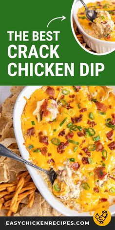 Crack Chicken Dip is an easy cheesy warm dip, loaded with shredded chicken, bacon and ranch dip - an utterly addictive party or game day snack! Canned Chicken Dip, Shredded Chicken Dip, Bacon Jalapeno Dip, Chicken Dips Crockpot, Chicken Cheese Dip, Shredded Chicken Crockpot, Buffalo Chicken Dip Crock Pot