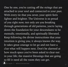 a poem written in white on a black background with the words, one by one, you're cutting off the strings that are attached to