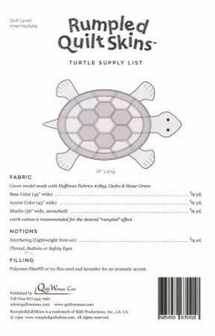 an instruction manual for quilting with the instructions on how to make turtle quilts