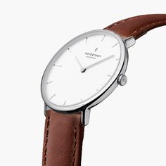 Native | White Dial - Brown Leather Nordgreen Watch, Slim Watches, Brown Leather Strap Watch, Leather Watch Strap, Brown Leather Strap, The Mission, Dark Brown Leather, White Dial, Danish Design