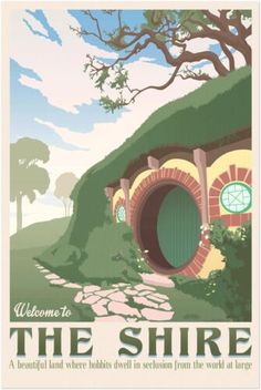 Lord of the Rings Poster- Welcome to the Shire Travel Print, Vintage, Fellowship of the Ring Tolkien Illustration, Middle Earth Art, Tolkien Art, Lotr Art, Heroic Fantasy, Lord Of The Ring, Retro Travel Poster, Fellowship Of The Ring, The Shire