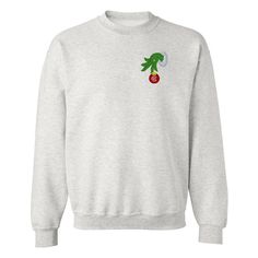 This cute, cozy, comfortable, classy, christmas crewneck sweatshirt will be a hit this holiday season! Don't be a grinch, spread holiday cheer Grinch Christmas Shirts United Monograms, Christmas Holiday Embroidered Sweatshirt, Grinch Crewneck, Grinch Embroidered Sweatshirt, Grinch Hand, Disney Christmas Sweatshirts & Hoodies, Grinch Hands, Christmas Crewneck Sweatshirt, Long Sleeve Baseball Tee