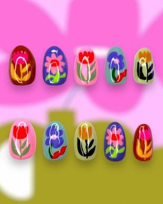 Short Length Nails, Nails Original, Length Nails, Tulip Nails, Flower Picking, Funky Nail Art, Really Cute Nails, Fire Nails, Dream Nails