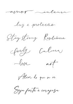 some handwriting that is written in black ink on a white paper with the words, love and