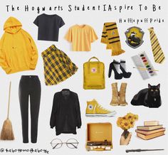 the hogwarts student's apparel to be featured in this image is yellow and black