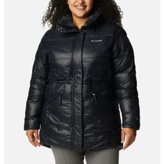 Gear up for chilly days in this mid-length, water-resistant puffer with synthetic down and a removable hood with plush fleece lining for extra warmth. Puffer Parka, Hooded Faux, Trim Jacket, Snow Jacket, Columbia Jacket, Fur Hood, Water Resistant Fabric, Columbia Sportswear, Outerwear Women