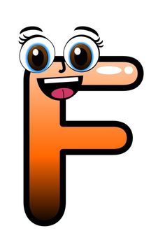 the letter f with eyes and tongue sticking out