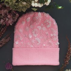 This wonderful pink hat is hand-embroidered with sequins and beads. The beanie is very soft and warm, and all the beads and sequins are securely sewn. This hat is perfect for both a child and an adult. A soft pink hat will give you romance and brighten up the cold season. It is made in a single copy, but if you want the same one, but in a different color - just write to me and I will embroider it especially for you! This hat will be a great gift for the person you love! If you decide to have a B Cute Pink Winter Beanie, Pink Beanie Cap (one Size), Cute Pink Beanie Hat, Pink Beanie Cap, Cute Pink Crochet Beanie Hat, Cute Pink Winter Bonnet, Cute Pink Crochet Beanie, Pink Winter Party Hats, Pink Spring Beanie Cap