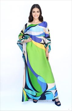 "Upgrade your wardrobe with our abstract art print kaftan! Stand out from the crowd with its bold and vibrant designs, crafted from high-quality and durable materials and possible with the free of charge for length and size custom made. Shop now and elevate your fashion game with this versatile wardrobe essential.  *please be noted, this kaftan is blended silk- if you prefer the 100% silk please type \"pure\" or \"natural\" in my shop as I do have different fabric composition. FEATURES - Blue, Black, White - Floral Abstract Arts Prints - Personal Custom Made - Full Length Kaftan Half-Sleeves - Designer Silk Kaftan - Plus Size and Custom Length - Resort Wear, Beach Wear, Lounge Wear, Pool Cover Up Kaftan - Boat Neck -------------------------------- DETAIL  * The size can be adjusted to fit Green Silk Floor-length Kaftan, Spring Silk Kaftan With Abstract Print, Green Digital Print Kaftan, Patterned Silk Kaftan For Spring, Silk Patterned Kaftan For Spring, Spring Silk Patterned Kaftan, Silk Dresses With Vibrant Green Print, Silk Dress With Vibrant Green Print, Vibrant Green Silk Dress With Print