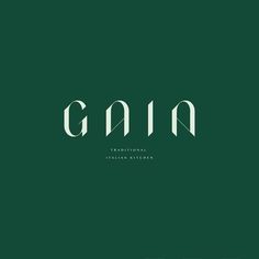 the word gaia written in white on a green background