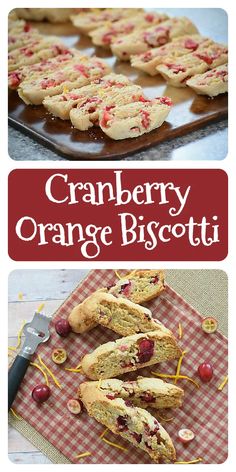 cranberry orange biscotti cookies on a tray