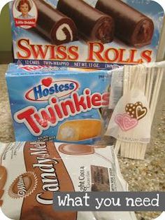 two boxes of hostess twinkies next to each other on a counter with the words, what you need