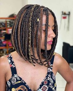 Braids With Ribbon, Chunky Box Braids, Triangle Box Braids, Large Box Braids