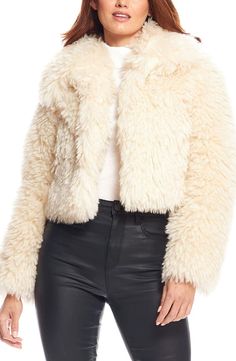 DONNA SALYERS FABULOUS FURS Snowdrift Faux Fur Jacket | Nordstrom Women's Ponchos & Wraps, Faux Fur Cropped Jacket, Fabulous Furs, Textured Jacket, Ladies Poncho, Kids Coats, Women's Coats & Jackets, Faux Fur Jacket, Couture Collection