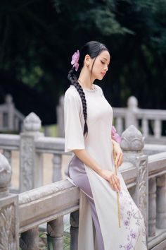 Chau Dan A-line Middle Sleeved Silk Floor Length Ao Dai | MEAN BLVD Elegant Half Sleeve Maxi Dress, Elegant Maxi Length Ao Dai For Formal Occasions, Elegant Formal Maxi Length Ao Dai, Elegant Formal Ao Dai Maxi Length, Elegant Short Sleeve Ao Dai For Evening, Mean Blvd, Art And Fashion, Mesh Laundry Bags, Floor Length Gown