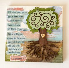 Tree Roots Scripture Art - New Beginning Designs Scripture Art Canvas, Scripture Collage, Laser Cut Tree, Canvas Display, Paint Techniques, Wooden Canvas, Scripture Pictures, Scripture Cards, Torn Paper