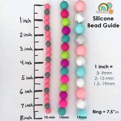 the bead guide is shown with two different beads and one measuring ruler for each bead