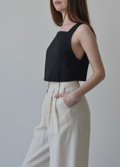 Linen Tank Top, Linen Tank, Top Sewing Pattern, Crop Top Outfits, Linen Blouse, Top For Women, Black Linen, Linen Top