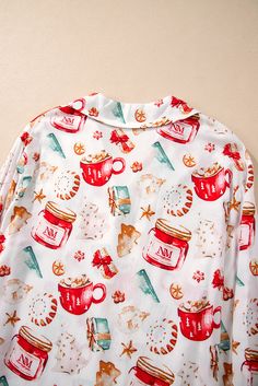 White Christmas Pattern Long Sleeve Shirt and Pants Pajama Set - Sunny Angela Cozy Long Sleeve Christmas Sleepwear, Luxury Bathtub, Shirt And Pants, Christmas Pattern, Club Dresses, White Christmas, Affordable Fashion, Long Sleeve Shirt, Pajama Set