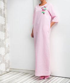 NEW SS16 Handmade embroidered pink linen dress, Maxi dress, Embroidered dress, Caftan, Abaya,Plus size dress,Plus size clothing,Summer Dress Maxi Dress Linen, Etsy Clothing, Pink Linen Dress, Plus Size Linen, Etsy Clothes, Blue Linen Dress, Linen Dress Summer, Black Linen Dress, Summer Linen Dresses