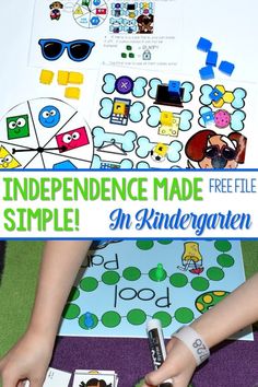 a child is playing with an independent made simple game