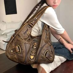 45910166864131 Y2k Handbag, Y2k Shoulder Bag, Retro Luxury, Big Handbags, Armpit Bag, Designer Totes, Pretty Bags, Look Vintage, Casual Tote