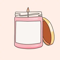 a pink jar with a lit candle inside