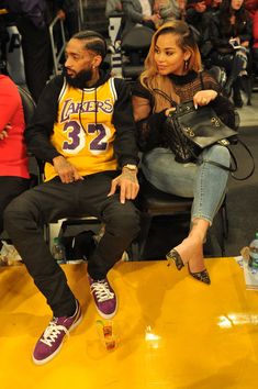 Nipsey Hussle And Lauren London, Lauren London Style, Lauren London Nipsey Hussle, Lakers Game, Nipsey Hussle, Lauren London, Basketball Clothes, Swag Outfits Men