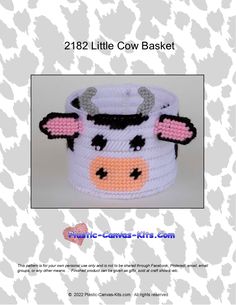 a crocheted cow basket is shown with the words,'1212 little cow basket