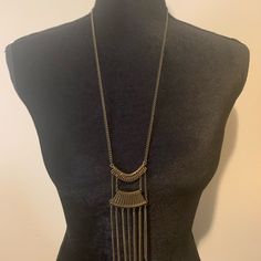 Women’s Long Brass Fringe Necklace Includes One Pair Of Matching Earring Adjustable Clasp Closure Trendy Black Nickel-free Necklace, Adjustable Gunmetal Necklaces For Party, Gunmetal Jewelry With Adjustable Chain For Party, Adjustable Gunmetal Necklace For Party, Party Jewelry With Adjustable Gunmetal Chain, Party Jewelry With Adjustable Chain In Gunmetal, Nickel Free Black Necklace For Party, Nickel-free Black Necklace For Party, Black Brass Jewelry With Adjustable Chain