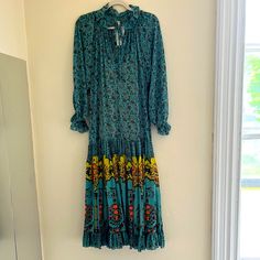 Beautiful Blue Patterned Dress With A Slip Underneath. Trying To Downsize My Dresses! Bohemian Blue Midi Dress For Daywear, Green Bohemian Midi Dress For Daywear, Bohemian Blue Dress For Daywear, Long Flowing Dresses, Free People Maxi, Free People Maxi Dress, Lace Trim Dress, Crochet Maxi Dress, Floral Dresses Long