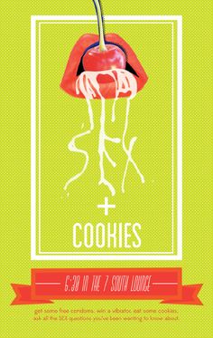 a poster with an image of a woman's face and the words cookies on it