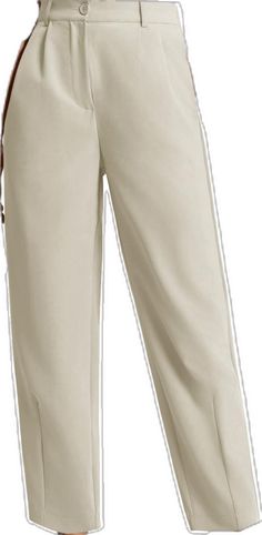 Beige Dress Pants With Elastic Waistband For Work, Elegant Business Casual Solid Color Pants, Elegant Solid Color Pants For Business Casual, Elegant Solid Color Dress Pants For Spring, Elegant Solid Color Spring Dress Pants, Solid Color Ankle-length Office Pants, Elegant Solid Color Beige Pants, Elegant Beige Solid Color Pants, Elegant Solid Beige Pants