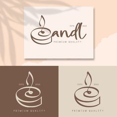 the logo for candle company is shown in three different colors and font styles, including brown