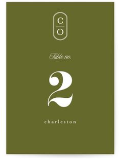 the table number card for charleston