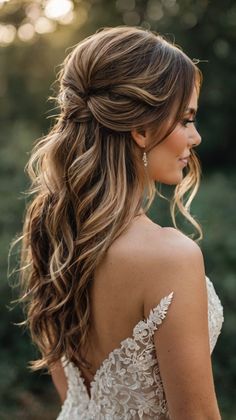 Vibrant Double Braids for Wedding Hairstyles Half Up For Long Hair Wedding, Half Up Half Down Wedding Hair High Pony, Half Up Volume Wedding Hair, Bridal Hair Down With Bangs, Mid Length Wedding Hairstyles Half Up, Long Half Up Wedding Hair, Bridal Half Up Half Down With Hair Piece, Curly Half Up Half Down Wedding Hair, Half Up Half Down Hair For Wedding