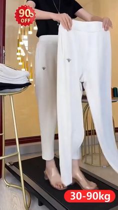 Elegant High-waisted Sweatpants, Non-stretch Cotton Dress Pants For Summer, Solid Color Straight Dress Pants For Summer, Summer Straight Dress Pants Solid Color, Summer Solid Color Straight Dress Pants, Summer Straight Dress Pants In Solid Color, Elegant Wide Leg Sweatpants, Baggy Ankle-length Sweatpants For Spring, Elegant White Wide Leg Pants For Summer