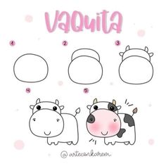 three cartoon cows standing next to each other with the word vaquita above them