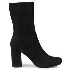 Look forward to these amazing suede high-heel ankle boots! A rounded toe meets a fitted 7 1/2" shaft height. Two ways of wearing for you to pair these boots with your outfits. The foldable shaft will offer you a comfortable, fashionable, and chic life. The boots are paired well with dresses and skirts. Faux-suede vamp, more textured. Rubber Outsole and ABS heel, anti-slip effectively. Moderate heel height, makes you feel more comfortable. Winter Ankle-high Heeled Boots With 4-inch Heel, Suede Ankle Boots With 4-inch Heel, Winter Heeled Boots With 4-inch Heel And Medium Width, High Heel Wide Calf Suede Mid-calf Boots, Suede Wide Calf High Heel Mid-calf Boots, Suede Boots With 4-inch Heel And Medium Width, Wide Calf Suede Mid-calf Boots With High Heel, Winter Heeled Boots With 4-inch Heel, Ankle-high Boots With 4-inch Heel For Winter