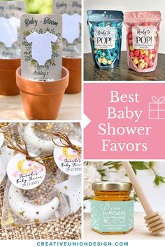 the best baby shower favors are in this collage