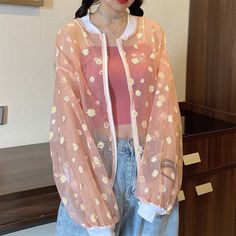 Color: Pink, Size: One Size Summer Outerwear, Summer Jacket, Kawaii Clothes, Casual Jacket, Long Sleeve Casual, Aesthetic Clothes, Pretty Outfits, Sunscreen, Women Long Sleeve