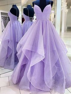 a line v neck purple tulle long prom dresses a line v neck purple backless long formal evening dresses Prom Dresses A Line, Purple Tulle, Purple Evening Dress, Dresses A Line, Dress Display, Long Prom Dresses, Pretty Prom Dresses, Custom Size Dresses, Dress Picture