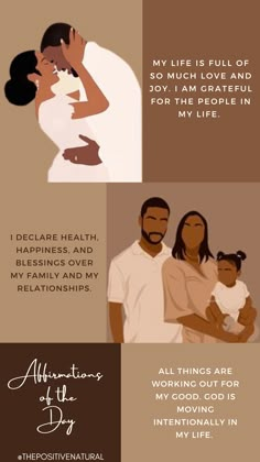 a couple and their child are depicted in this graphic art style, with the caption's words above them