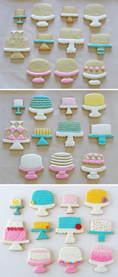 different types of decorated cookies and pastries