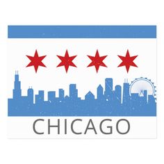 the chicago skyline with three stars on it