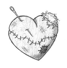 a drawing of a heart with needles in it