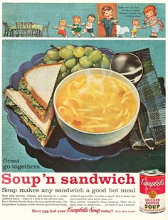 an advertisement for campbell soup'n sandwich